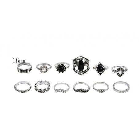 Zestaw 12 pierścionków srebrne PE55