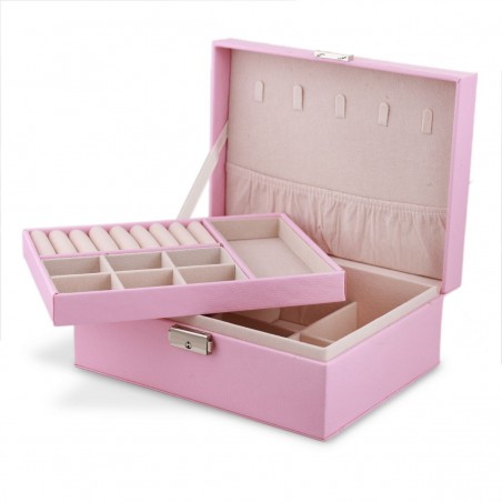 Szkatułka na biżuterię, etui, organizer, pudełko różowa PD100R