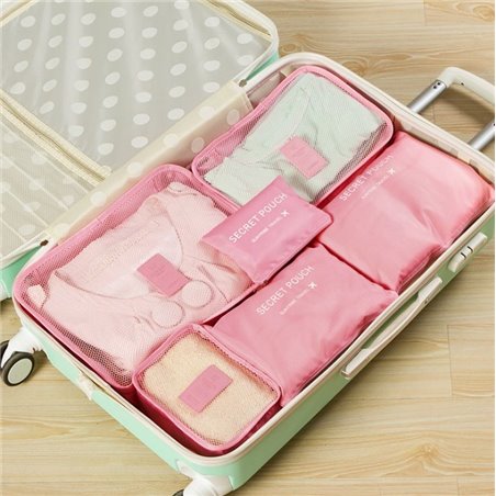 SET OF 6 ORGANIZER PACKS FOR A SUITCASE - PINK KS20R