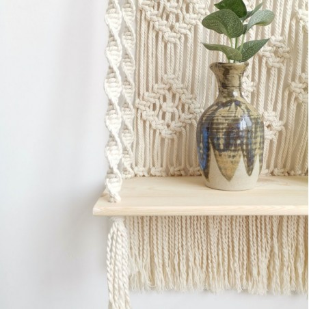 Macrame wall hanging decoration with a shelf WN14