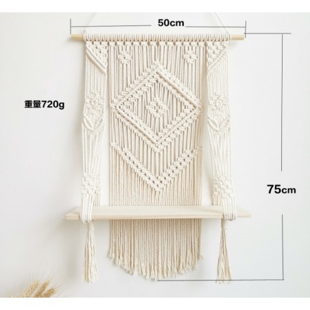 Macrame wall hanging ornament with a shelf WN15