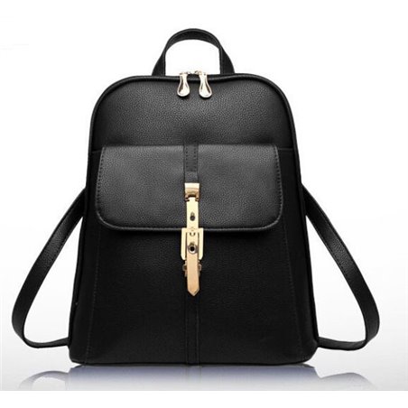 Backpack with a gold clasp - black PL28CZ