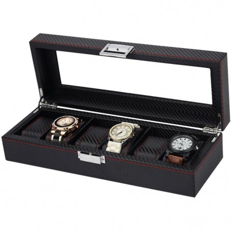 Szkatułka pudełko Karbon na 6 zegarków PD59