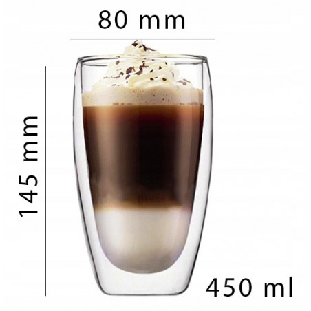 Szklanki termiczne 450 ml do Kawy Latte zestaw 6SZT  SZK04