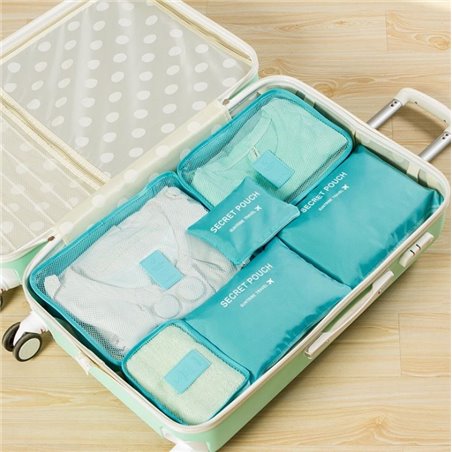 SET OF 6 CASES OF ORGANIZERS FOR A SUITCASE - BLUE KS20N