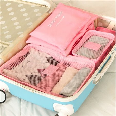 SET OF 6 CASES OF ORGANIZERS FOR A SUITCASE - BLUE KS20N