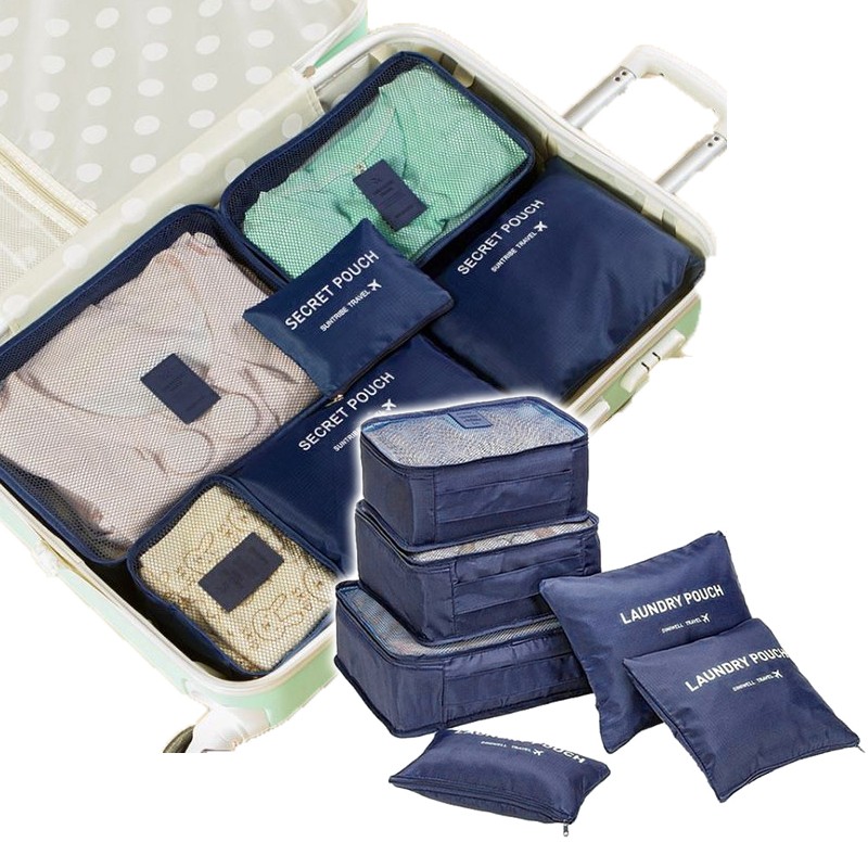 SET OF 6 PACKS OF ORGANIZERS FOR A SUITCASE - NAVY KS20GRAN