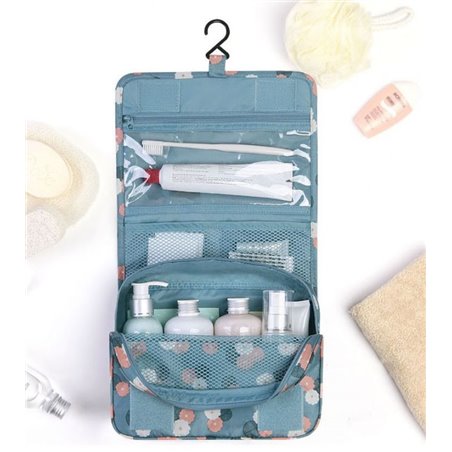 Cosmetic organizer, folding cosmetic bag, navy blue with polka dots KS18WZ4