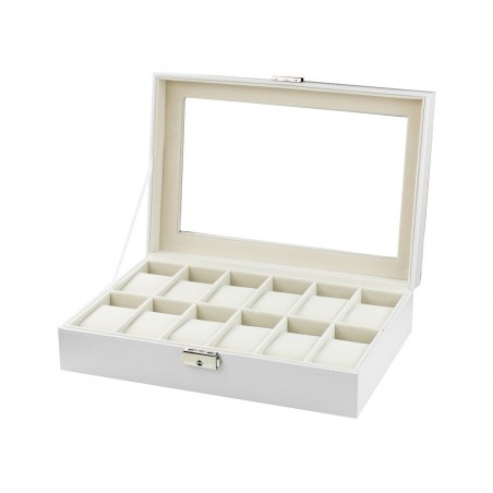 Szkatułka pudełko na 12 zegarków biała PD98
