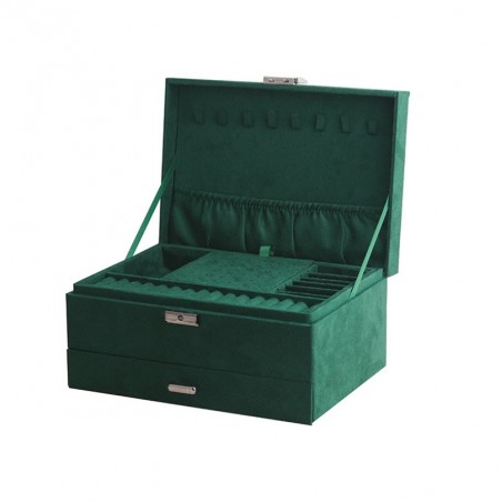 Szkatułka na biżuterię kuferek etui organizer butelkowa zieleń pudełko PD119