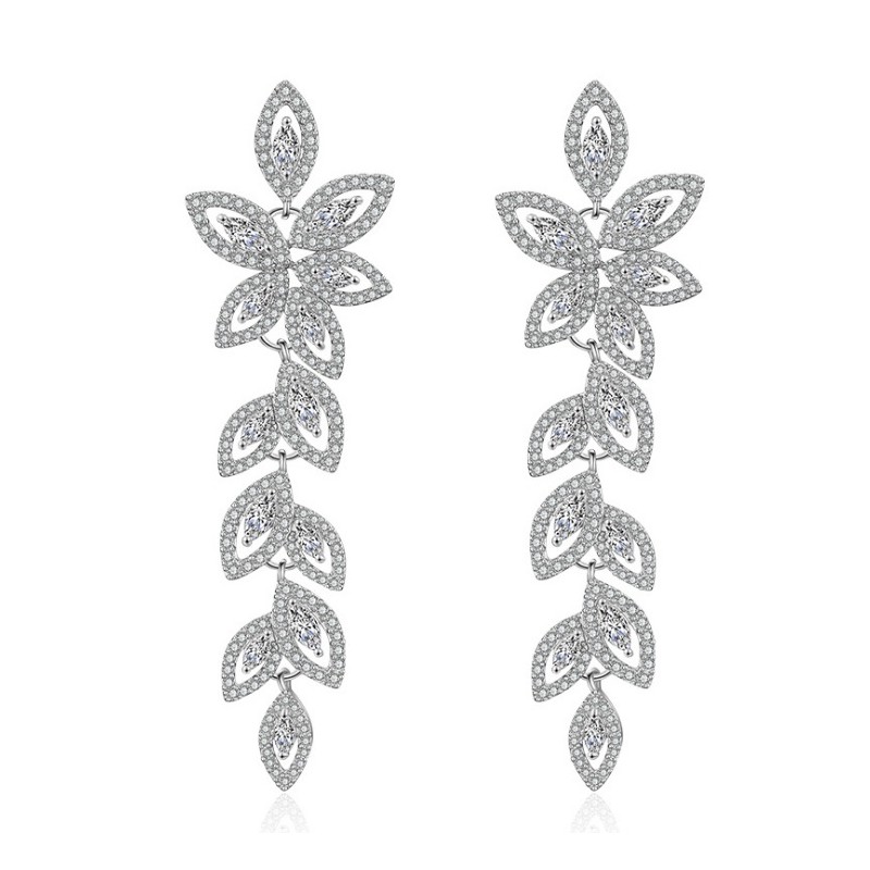 Wedding earrings hanging with crystals, stainless steel KSL101