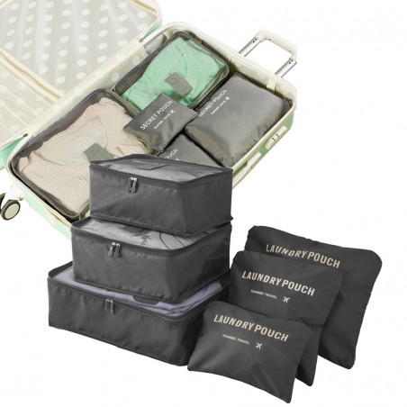 SET OF 6 CASES OF ORGANIZERS FOR A SUITCASE - GRAY KS20SZ