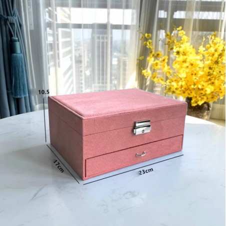Szkatułka na biżuterię kuferek etui organizer róż pudełko PD119R