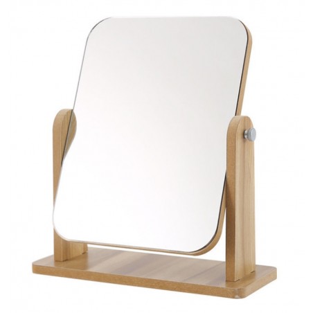Standing wooden rectangular cosmetic mirror L7BR