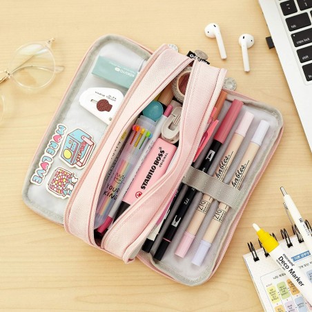 LARGE MULTIFUNCTIONAL CASE PADDY THREE compartment pink PR01R