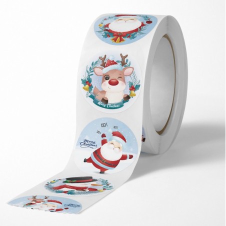 500 sztuk naklejek świąteczne na taśmie średnica 25mm dekoracyjne naklejki samoprzylepne etykiety NNK05