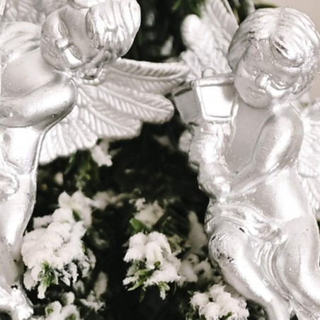 Zestaw wiszących aniołków na choinkę 6 sztuk srebrne BOŻE NARODZENIE 6cm długie WOZ21