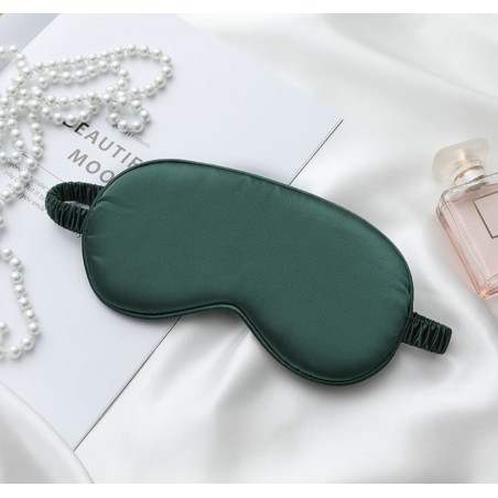 Maska do spania butelkowa zieleń elegant satynowa OPK10ZIE