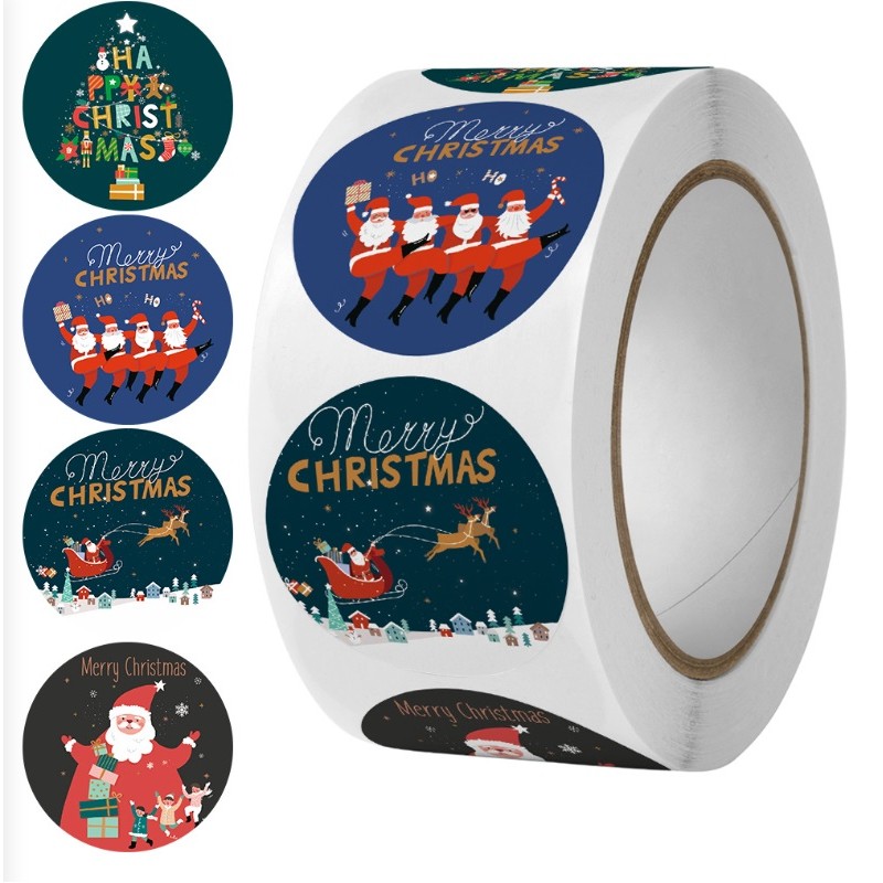 500 sztuk naklejek Boże Narodzenie na taśmie średnica 25mm dekoracyjne naklejki samoprzylepne etykiety NNK14