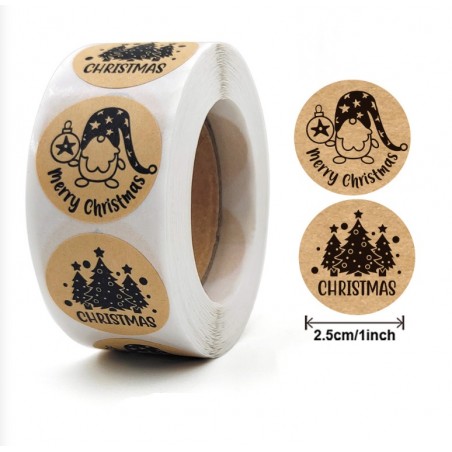 500 sztuk naklejek Boże Narodzenie na taśmie średnica 25mm dekoracyjne naklejki samoprzylepne etykiety NNK15
