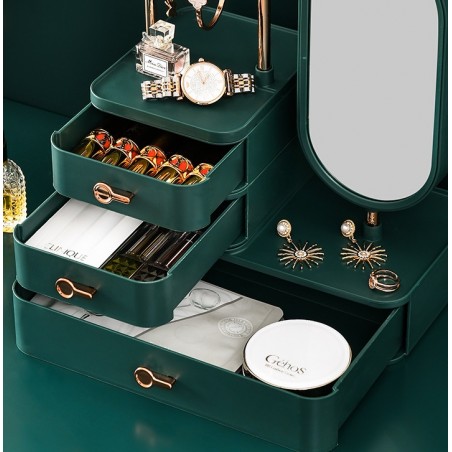 Organizer na biżuterię zielony szafeczka z lusterkiem i szufladkami PD60ZIE