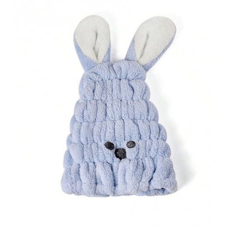 Ręcznik turban na włosy szybkoschnący - niebieski króliczek REC55WZ2