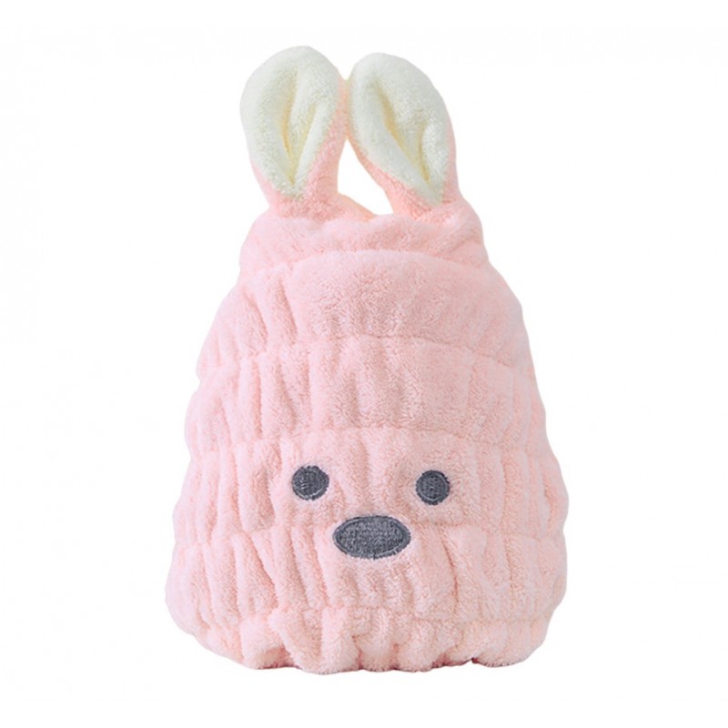 Ręcznik turban na włosy szybkoschnący - różowy króliczek REC55WZ3
