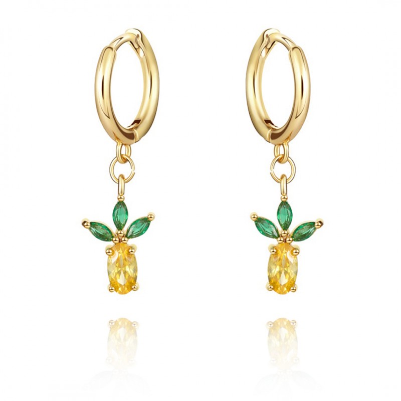 Earrings made of 14k gold-plated stainless steel with crystals, English clasp. fruity 2 pcs. K1547WZ1