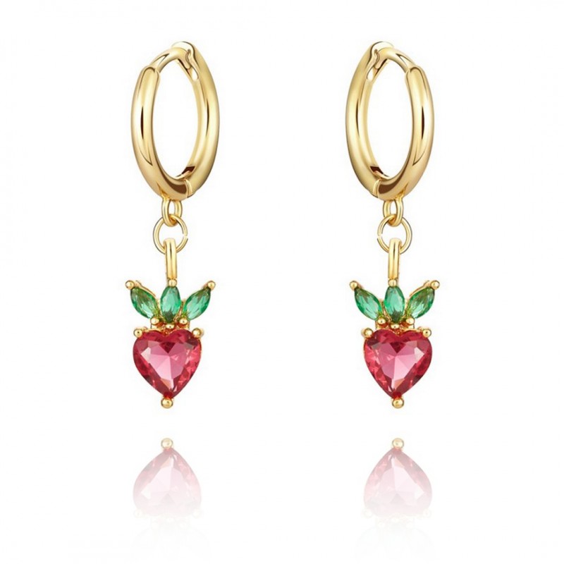 Earrings made of 14k gold-plated stainless steel with crystals, English clasp. fruity 2 pcs. K1547WZ3