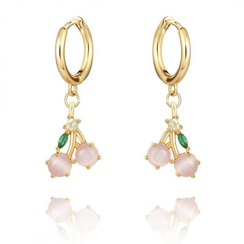 Earrings made of 14k gold-plated stainless steel with crystals, English clasp. fruity 2 pcs. K1547WZ5