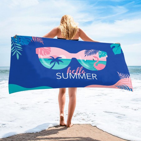 Ręcznik plażowy prostokątny niebieski HELLO SUMMER 150x70 REC54WZ9