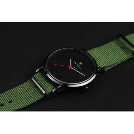 Zegarek męski Tom Saintz czarna tarcza na zielonym pasku ZM194ZIE